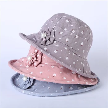 Весенне-осенняя новая повседневная шляпа среднего и пожилого возраста, модная шляпа рыбака с большими полями, шляпа из тонкой ткани, женская шляпа-горшок Изображение