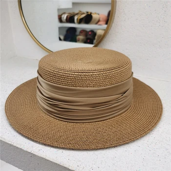 шляпы для женщин, летняя пляжная прогулка, роскошная соломенная шляпа, солнцезащитная шляпа, новая панама с козырьком, элегантная модная дизайнерская кепка, Бесплатная доставка, церковь Изображение