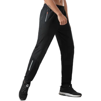 Мужские спортивные брюки, Быстросохнущие тренировочные брюки для фитнеса, Бега, бодибилдинга, Джоггеры, Баскетбольные карманы на молнии, Эластичные спортивные штаны Изображение