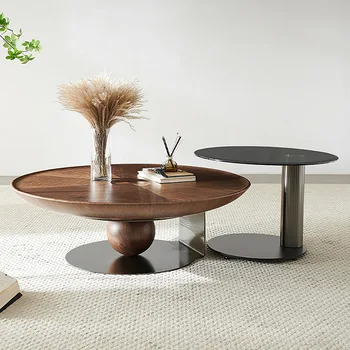 Легкий Роскошный Дизайн RoundWabi-sabi Wind, Журнальный столик для гостиной, Современная минималистичная мебель для небольшого бокового столика Изображение
