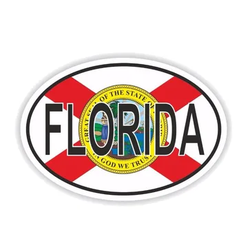 Забавная Наклейка с Кодом страны Флорида Овальный KK Светоотражающий Автомобильный Стикер Водонепроницаемый Лазерный Модный ПВХ 10 см X 6,8 СМ Изображение