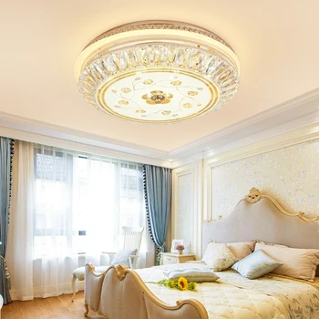 роскошный золотой светодиодный потолочный светильник с кристаллами crystal light для гостиной, спальни, круглый светодиодный светильник lamparas de techo с кристаллом K9 Изображение