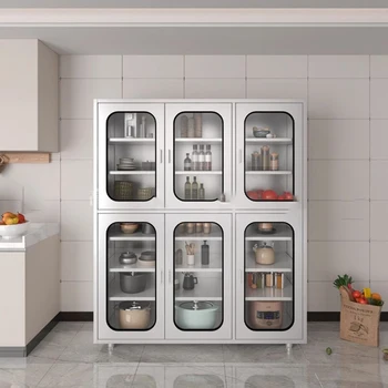 Шкафчик Кухонный Буфетный Высокий Передвижной Буфет для хранения в столовой Стеклянный шкаф Meuble Cuisine Внутреннее убранство Изображение