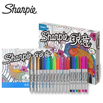 18 цветов/Набор Sharpie Sharp Marker Масляный маркер, набор ручек для художественной профессиональной живописи, цветной Мультяшный маркер Изображение