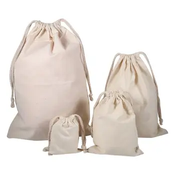 Многоразовая хлопковая сумка на шнурке Маленькая дорожная сумка для хранения Большой Емкости для белья для обуви, косметичка для хранения нижнего белья Изображение