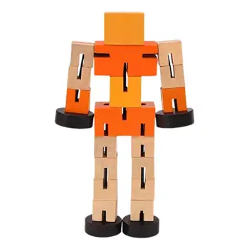 Деревянные Блоки робота, Обучающий подарок-Трансформер для малышей, Пазлы, Игрушки-Трансфигураты, Игра для подсчета детей дошкольного возраста, Гибкое вращение Изображение