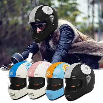 Винтажный шлем, моторные термошлемы С защитой от запотевания, Двойное зеркальное оформление, Зеркальные шлемы для катания на коньках и велосипеде Изображение