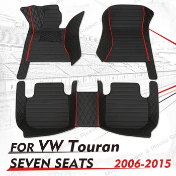 Изготовленные на заказ автомобильные коврики для Volkswagen Touran (7-местный) 2006-2010 2011 2012 2013 2014 2015 автомобильные накладки для ног, автомобильный ковер Изображение