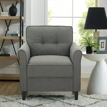 Кресло для отдыха Hactor с изогнутыми подлокотниками, из ткани вересково-серого цвета Изображение