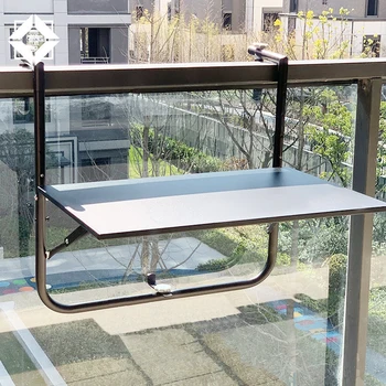 Новый Открытый Балконный Подвесной Складной столик шириной 0,5 см-115 см С перилами для изучения пейзажа, Чайный столик с регулируемой высотой Изображение