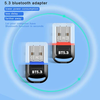 USB Bluetooth Адаптер 5.3 Bluetooth Ключ Беспроводной Bluetooth приемник для ПК Музыкальный аудиопередатчик USB BT адаптер Изображение