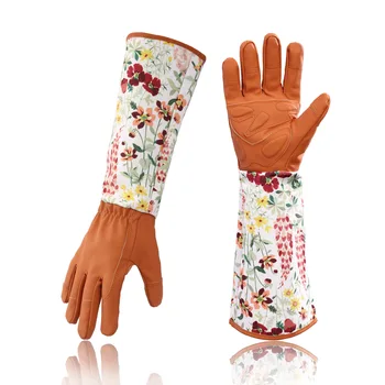 1 Пара садовых перчаток, устойчивых к колючкам, садовые перчатки с длинными рукавами для прополки, копания, посадки и сбора урожая Изображение