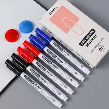 Стираемая ручка для белой доски чрезвычайно тонкая 0,5 мм, ручка для сухого стирания, водостойкий маркер для экзаменов в офисе Изображение