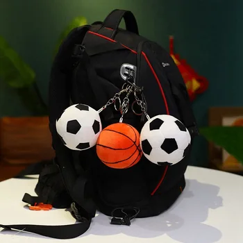 Плюшевая игрушка, имитирующая Футбол, баскетбольная кукла, креативный брелок, подвеска, сферическая кукла, мужская сумка, шарм, Спортивные маленькие подарки Изображение