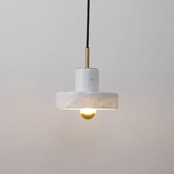 Светодиодный мраморный Роскошный подвесной светильник с одной головкой, постмодернистский минималистичный подвесной светильник, Прикроватная тумбочка для спальни, Освещение для зала ресторана Изображение