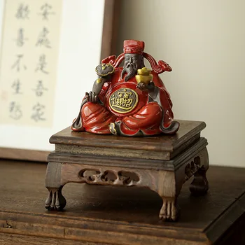 Новая креативная керамическая статуя Китайского Бога богатства, Чаша с сокровищами, Статуя Счастливого Бога богатства, Геомантическое украшение для гостиной, подарок Изображение
