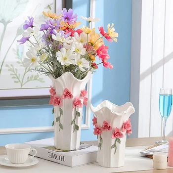 Европеизм 3D Керамическая ваза Домашний декор Креативный дизайн Фарфоровая декоративная ваза для цветов для свадебного украшения Изображение