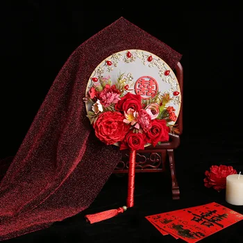 Веер для группы невесты, китайский свадебный праздничный ручной веер, реквизит для фотосъемки, материал 
