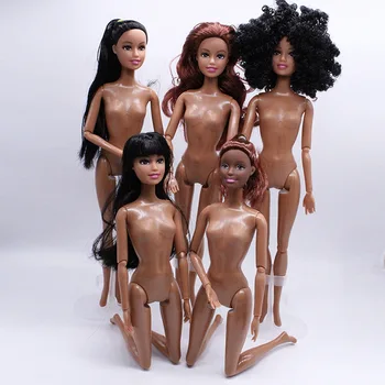 30 см Африканская кукла обнаженного тела, 11 Суставов, Подвижное тело куклы из черной кожи, Американская детская игрушка для красивой девочки, подарок Изображение