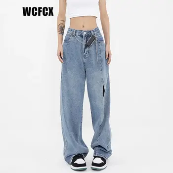 Модные джинсы WCFCX STUDIO, женские широкие брюки, ковбойские брюки для женщин, Джинсовая одежда Y2k, джинсовые брюки с высокой талией Изображение