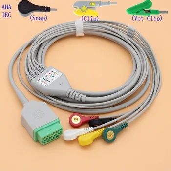 11 контактов ЭКГ ЭКГ, 5 выводов кабеля и провода электрода для GE-Marquette Dash pro 4000/3000/2000 и Solar/Tram, с ЭКГ животных, Изображение