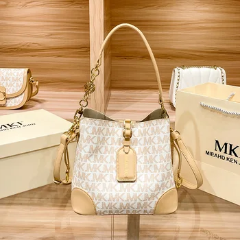 MKJ Роскошные женские брендовые сумки на плечо, дизайнерская сумка-ведро Большой емкости, Высококачественная ручная сумка для ужина через плечо Изображение