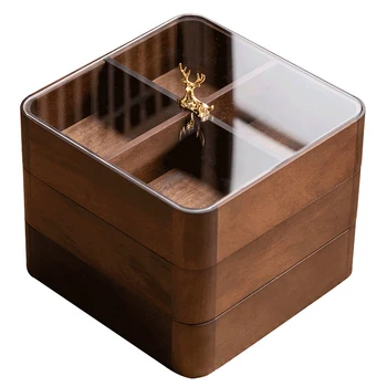 Роскошная деревянная коробка для хранения чая, органайзеры для кофейных зерен в китайском стиле, Большая креативная ваза для фруктов, Кухонные контейнеры для хранения Изображение
