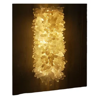 Роскошный настенный светильник из натурального хрусталя, украшение стен виллы, отеля, светодиодные фонари на заказ Изображение