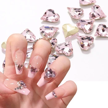 3D Розовые Сердечки для ногтей, Художественное украшение, Банты-бабочки, подвески из хрусталя для ногтей, Аксессуары для Маникюра с бабочками Изображение