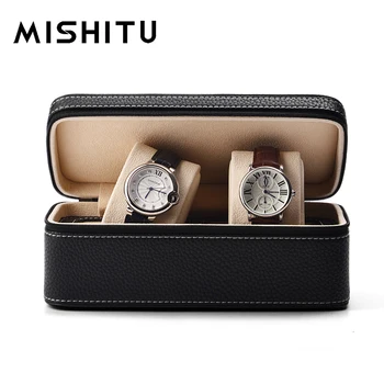 Двухпозиционный ящик для хранения наручных часов MISHITU, Органайзер для дисплея наручных часов, Подарочная коробка для хранения деловых часов, чехол для мужских часов Изображение