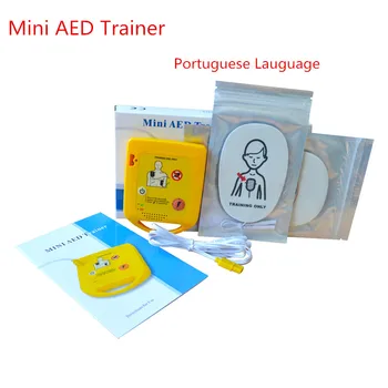 Мини-тренажер AED на португальском языке, Голосовая подсказка, Универсальный дефибриллятор, инструменты для занятий по оказанию первой помощи, практическое устройство для студентов Изображение