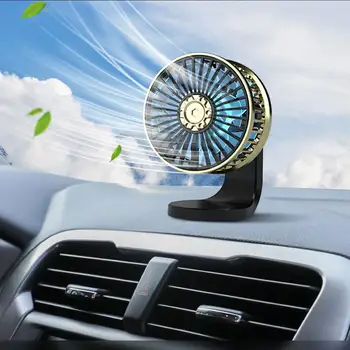 Автомобильный вентилятор F210 USB с несколькими углами вращения, Двухмоторный вентилятор на лобовое стекло, настольный вентилятор, автоматический охладитель Для домашнего офиса Изображение