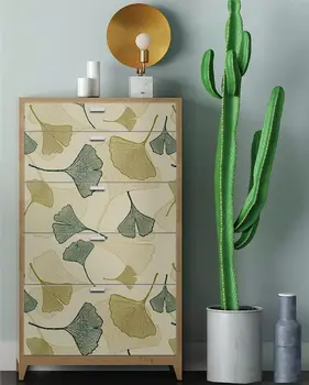 Контактная бумага с листьями Гинкго, Водонепроницаемые Виниловые Самоклеящиеся обои для ремонта съемной мебели Изображение