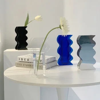 INS wind акриловая ваза, креативная нишевая мебель, гидропонная цветочная композиция, современное украшение для дома, Свадебная вечеринка, домашний декор Изображение