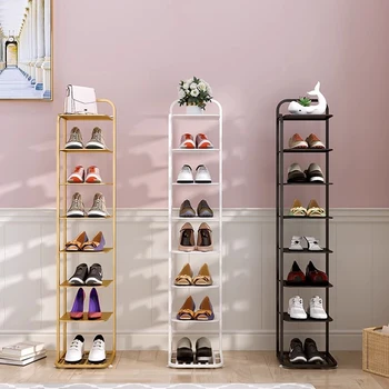 Стеллаж для обуви-органайзер, Современный металлический ультратонкий вертикальный шкаф для обуви, экономящий пространство, Роскошная дизайнерская мебель для отеля Gabinete Изображение