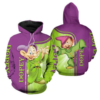 Толстовка Dopey с капюшоном Dopey Seven Dwarfs Disney 3D Hoodie Изображение