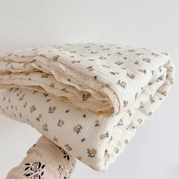 Детское Летнее Одеяло из чистого хлопка и соевого волокна В стиле Ins Для новорожденных, Одинарное Моющееся Одеяло С Кондиционером Изображение
