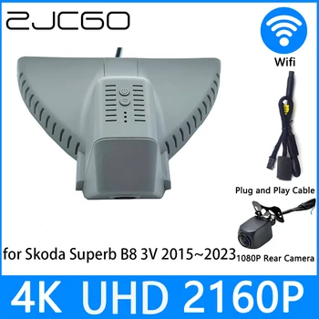 ZJCGO Dash Cam 4K UHD 2160P Автомобильный Видеорегистратор DVR Ночного Видения для Skoda Superb B8 3V 2015 ~ 2023 Изображение