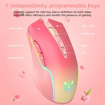 Оригинальная Проводная Игровая мышь CW905 Эргономичный Дизайн, Макропрограммируемая Мышь с 6 скоростями DPI 6400 RGB подсветкой Для ПК, Ноутбука, Планшета Изображение