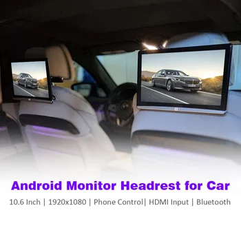 10-дюймовый подголовник с монитором Android Автомобильный экран для подголовника Универсальная цифровая панель для автомобильного телевизора Монитор для подголовника заднего сиденья Изображение