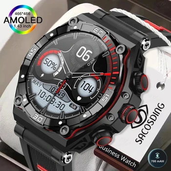2023 Новые смарт-часы Мужские AMOLED 1,43-дюймовый HD-экран Bluetooth Вызов Спортивные Фитнес-Часы с пульсом, Батарея 700 мАч, Умные часы Изображение