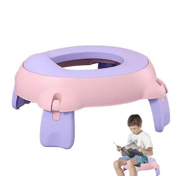 Детский стульчик для горшка, сиденье для унитаза для малышей с защитой от брызг и вместительным мешком для какашек, противоопрокидывающийся Складной и нескользящий горшок Изображение