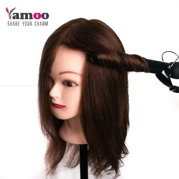 Куклы с настоящими волосами для парикмахеров, тренировочная головка с настоящими волосами, профессиональная голова манекена, которую можно завивать Изображение