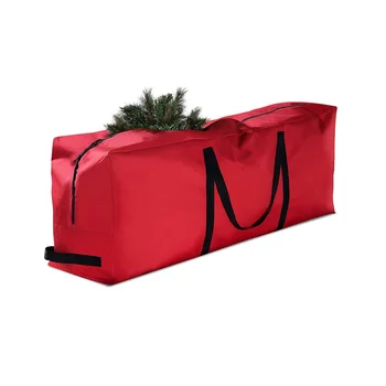 Сумка из ткани Оксфорд Складная Рождественская декоративная сумка для хранения Рождественской посуды Красный Прямоугольник Изображение
