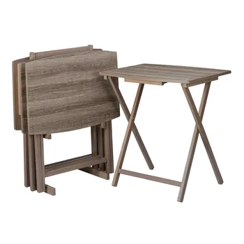 Столешницы 5 шт., набор столов с подносом размера XL, маленький столик в деревенском сером стиле, журнальный столик, приставной столик Изображение
