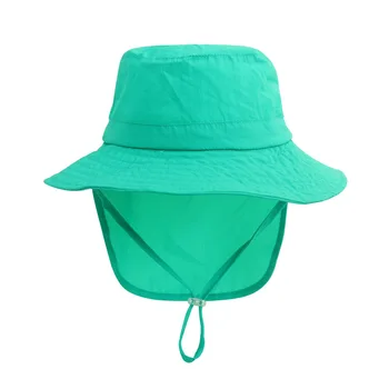 Кепки-ведерки для мальчиков и девочек 2, 3, 4, 5 лет, Детские пляжные кепки с защитой от ультрафиолета и солнца с клапаном на шее, игровая шляпа 12 цветов Изображение