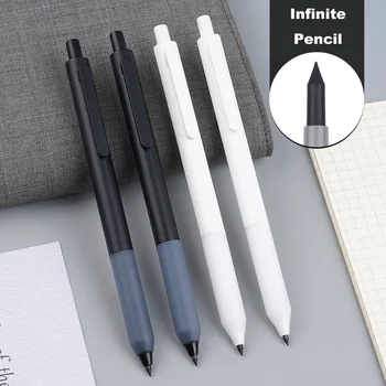 Белый вечный карандаш для школы, Черный бесконечный карандаш, Стираемые ручки, офисные аксессуары, Эстетические школьные принадлежности Изображение