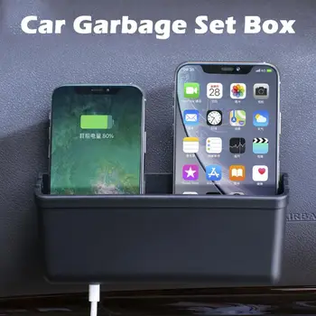 Автомобильный Ящик для хранения мусора, Органайзер для боковой коробки для хранения на двери автомобиля, держатель для приборной панели, карман для телефона, ключа, аксессуары для интерьера автомобиля Изображение