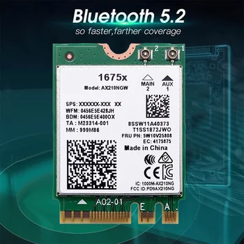 Для Intel 1675X WiFi Карта + комплект антенны 8 дБ AX210NGW AX1675X Wi-Fi 6E 2,4G 5G 6G 5374 Мбит/с BT 5,2 M.2 NGFF WiFi Адаптер Изображение