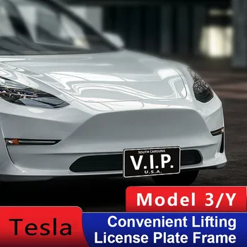 Model3 Переносная подъемная рамка номерного знака американского стандарта для Tesla Model 3 Y 2022 Аксессуары, Детали интерьера автомобиля ModelY Изображение